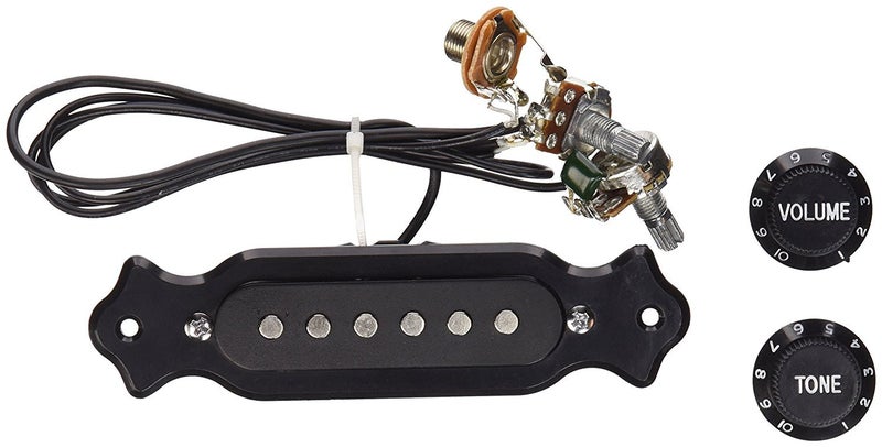 TraderPlus 1 sets Pre-wired 6-string Cigar Box Guitar Pickup with Volume & Tone for Electric Guitar (Black) - Image 2
